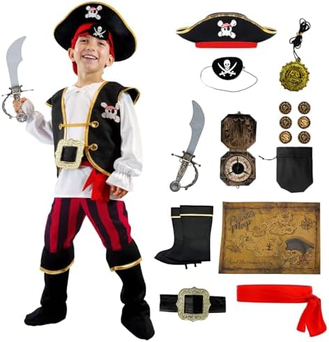 Pirate Costume for Kids,Halloween Boys Pirate Outfit Cosplay Part...