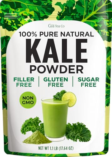 Gya Tea Co Kale Powder 1.1 lb (17.64 oz) - Natural Greens Superfood for Baking, Beverages, Smoothies, Drinks Mix, Gluten Free, Vegan Friendly, Non-GMO, No Additives