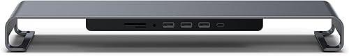Miniatura 4 de Satechi Soporte de monitor USB C Hub para escritorio con puerto de datos USB-C, 3 puertos USB 3.0, lectores de tarjetas microSD, conector de audio,