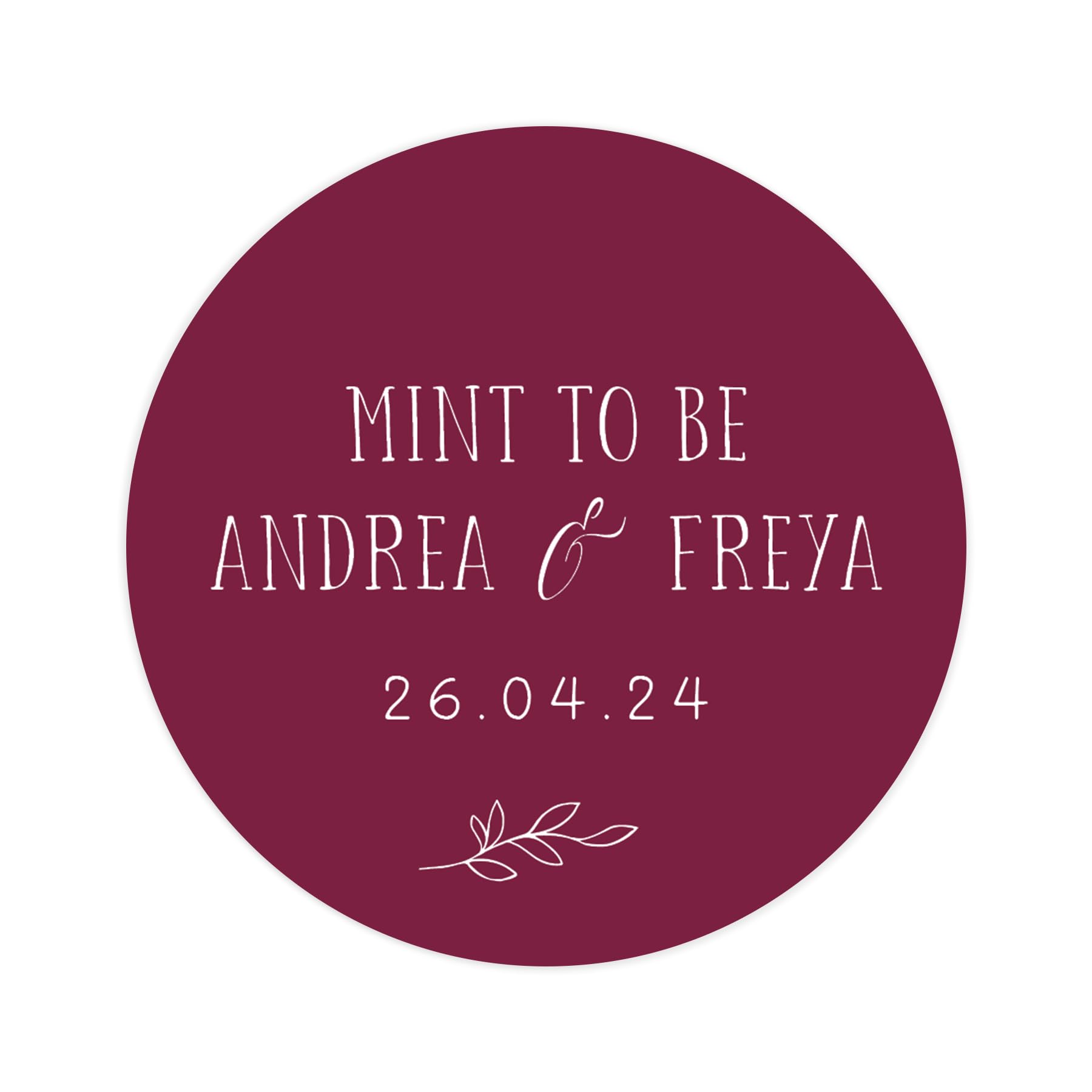Personalised mint to be wedding stickers | wedding labels | favor sticker | wedding favors thank you stickers | 35 round stickers - per sheet (Wine)