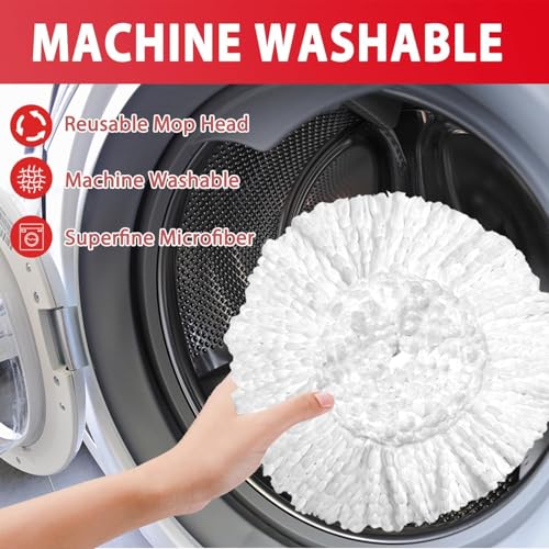 Image of EXVITO 360Spin Mop with Bucket | Dual Drive Floor Cleaning System with Stainless Steel Wringer | Super Absorbent Microfiber Heads 2 Refills Easy Self-Wringing MopSet for Home &Office - (RED Black)