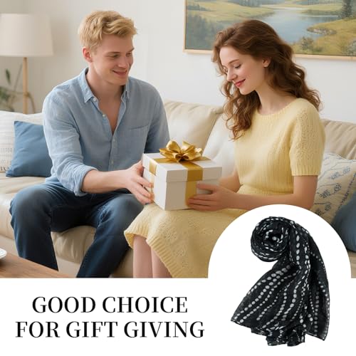 E-Clover Fashion Vintage Polka Dot Scarf for Women Lightweight Scarves Shawl Wrap Sheer Scarf3