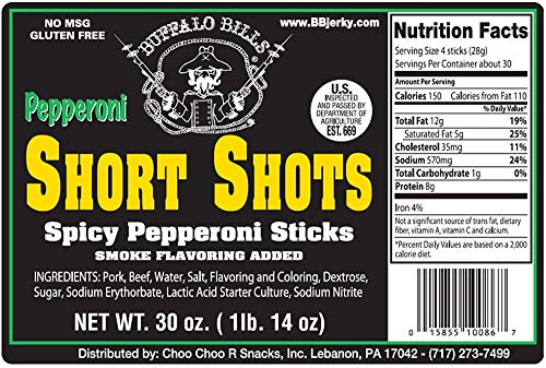 Buffalo Bills Pepperoni Short Shots (120 beef and pork 3.5” snack sticks per 30oz bag) - Thumbnail 2