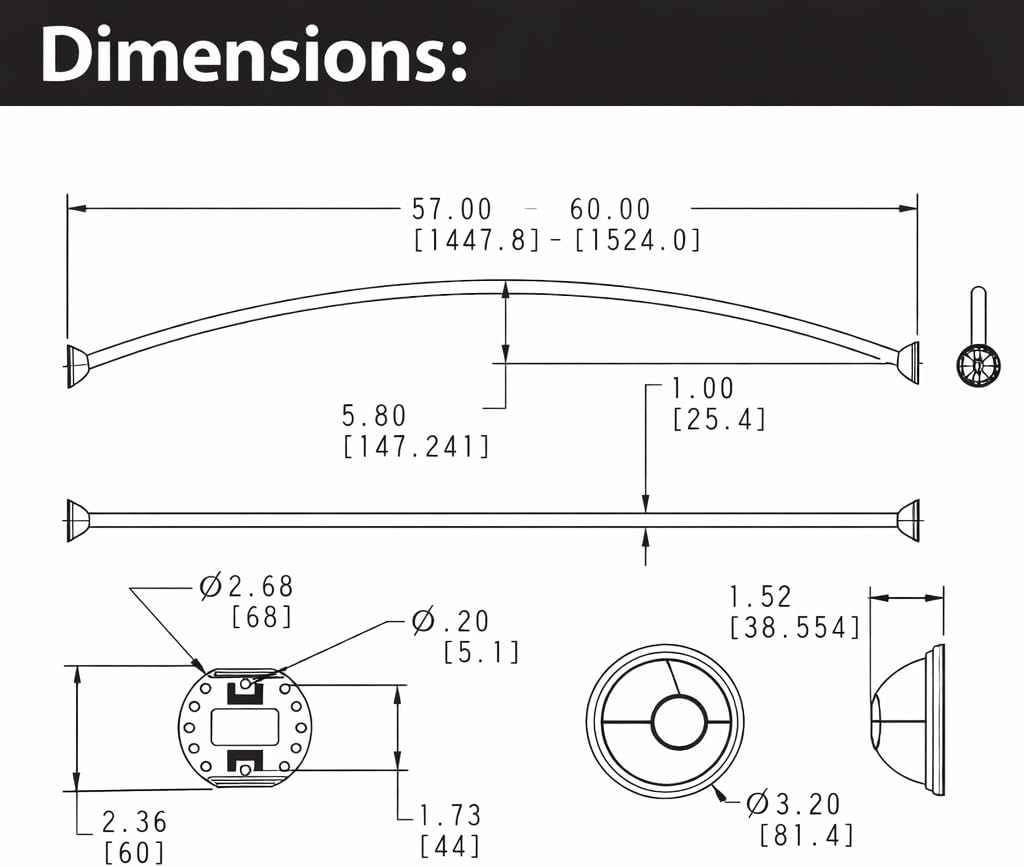 moen curved adjustable spring tension no drill shower curtain rod for bathroom, chrome finish, csr2172ch chrome curtain rod