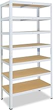 shelfplaza® 200 x 90 x 40 cm Home Shelving Unit Heavy Load White/Metal Shelving Unit 7 Levels/125 kg Load Capacity/Metal Shelf, Storage Shelves & Shelves, Garage Storage Shelves, Steel