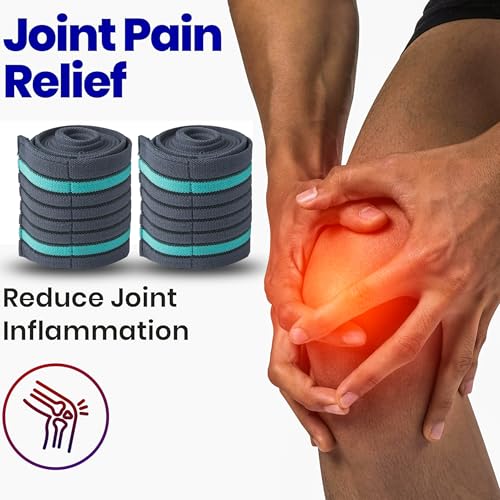 Image of FITPUT Elastic Knee Compression Bandage Wraps (Pack of 2) Support for Ankle, Knee, Elbow Pain Relief, Sports & Workout | Can Be Used For Squats and Powerlifting