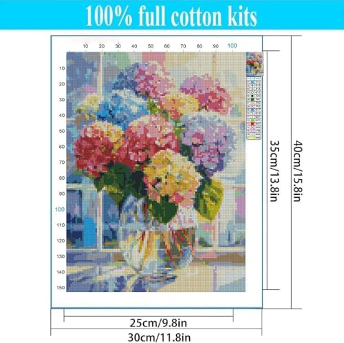 Image of Kaixine Floral Stamped Cross Stitch Kits, Colorful Flowers Cross Stitch Ornament Kits for Adults Beginners, Counted Embroidery Needlepoint Kits Home Decor 12x16 Inch