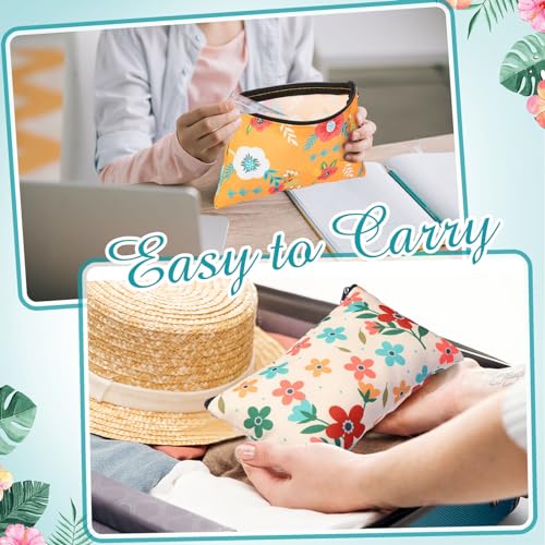 Reginary 20 Pcs Cosmetic Bags for Women Bulk Canvas Flower Makeup Bags with Zipper Floral Spring Multicolor Summer Travel Pouch Small Toiletry Organizer for Mother's Day Graduation Friend Gifts2
