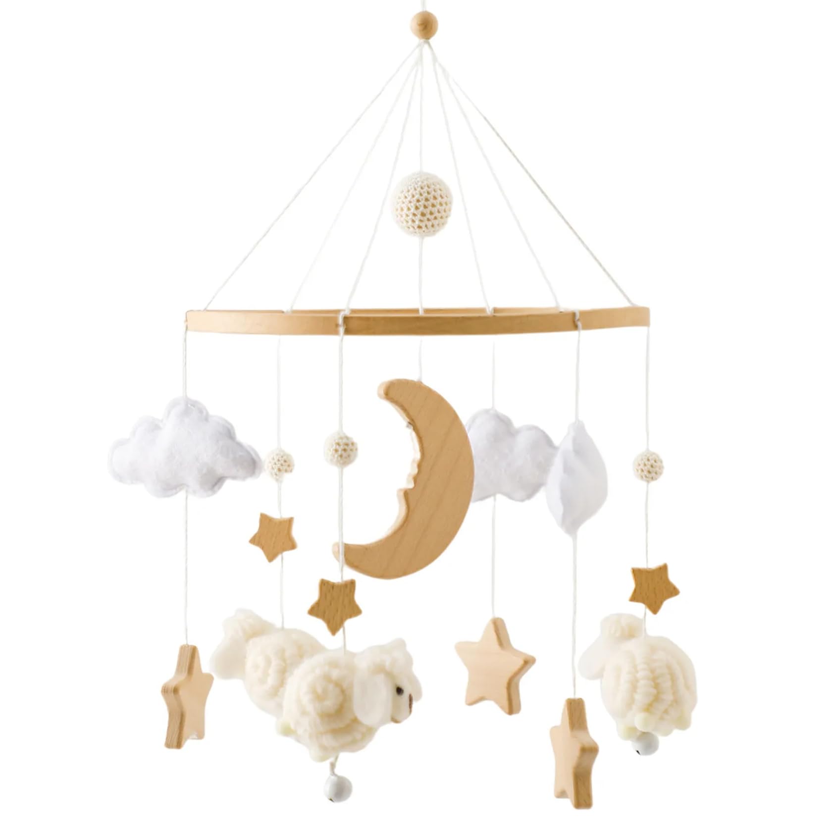 Crib Mobiles for Babies, Sheep Cloud Stars Moon Mobile Hanger, Cute Cartoon Baby Toys for Baby Bedroom Ceiling Decoration Newborn Gift