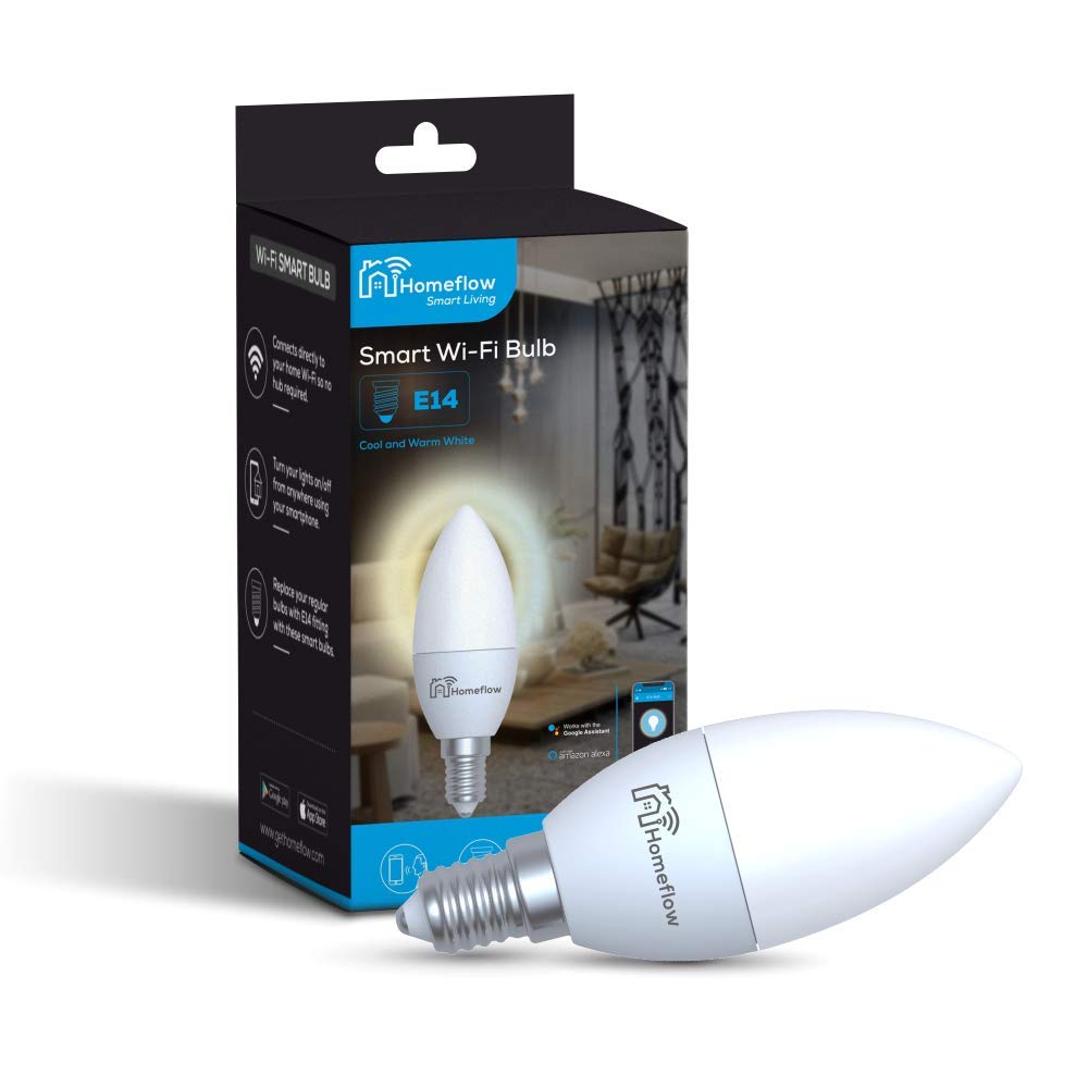 HomeflowSmart Life WiFi Cool/Warm Dimmable LED Smart Bulb - E14 [Energy Class A+]