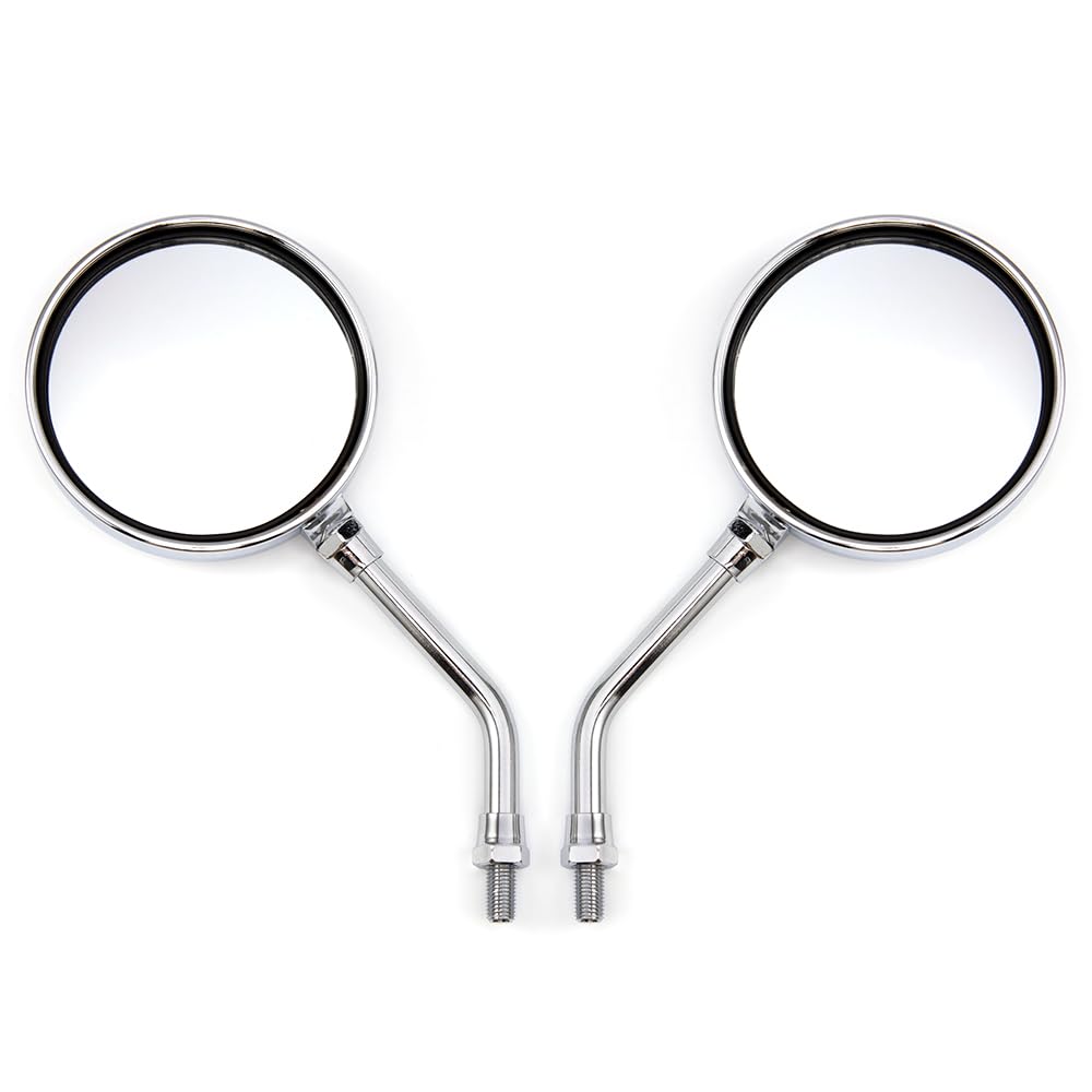APEBAZY Rétroviseur moto chrome10mm 8mm Rétroviseur moto rond CNC compatible choppers ATV cruisers