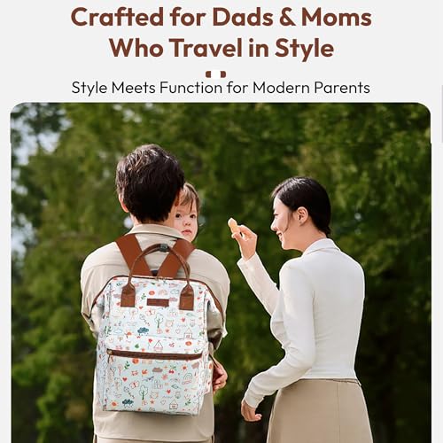 Image of StarAndDaisy Baby Diaper Bag for Mother Travel /Diaper Bags for Mother for Travel with Laptop Pocket, Multi Compartments, Insulated Bottle Pockets, Waterproof, Ultra soft fabric - Nature Print
