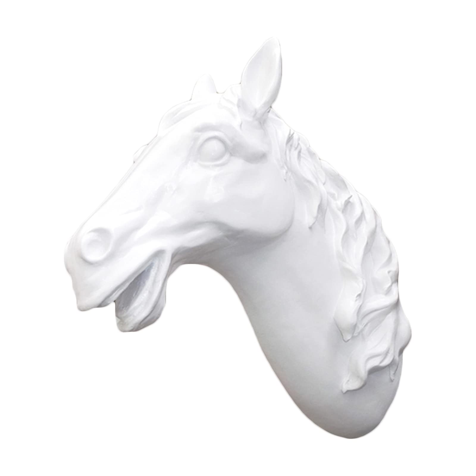 YXCQHZM Horse Head Wall Mounted - Animal Head Wall Sculpture - Faux Taxidermy Horse Head Wall Decoration - 3D Art Decor Horses Hanging Bust Plaque (white)