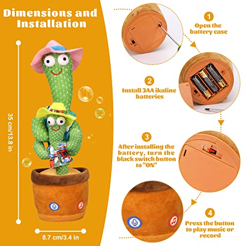 Emoin Brinquedo de cacto falante dançante, cacto cantante, brinquedo para bebê, cacto dançante, brin