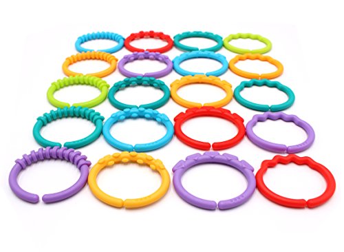 24 Pack Baby Teether Rings Links Toys Colorful Round Connecting Ring For Rattle Strollers Car Seat Travel Toys - Suit For Baby, Infant, Newborn, Kids(Rainbow Colors) #TOP6
