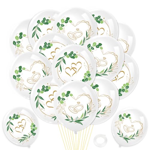 HOWAF 20 Pièces Ballon Mariage Decoration, Ballon Blanc en Latex Gonflable Balon Aniverser Decoration Mariage Champetre Just Married Decoration Voiture...