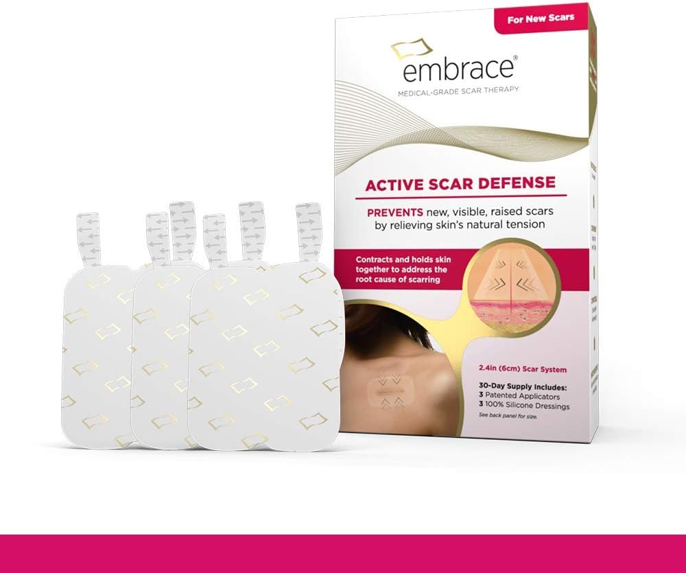 - Active Scar Defense for New Scars, FDA-Cleared Silicone Scar Sheets, 2.4 Inch, Medium, 60 Day Supply (Recommended Treatment)
