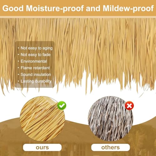 33ft X 16in Tiki Straw Roof Thatch: Mexican Style Artificial Palm Thatch Rolls Tiki Bar Hut Grass,Artificial Palm Thatch Roll Waterproof by Soulitem - Image 3