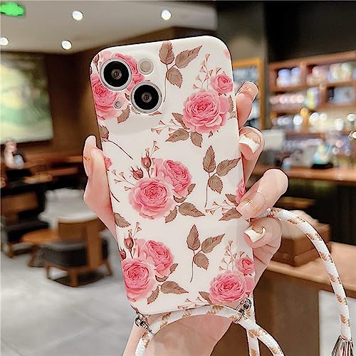 Collier bandoulière pour iPhone 11 évite les chutes étui antichoc fleur