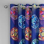 Catherine Lansfield Bright Football Fully Reversible 66x72 Inch Eyelet Curtains Two Panel Navy Blue