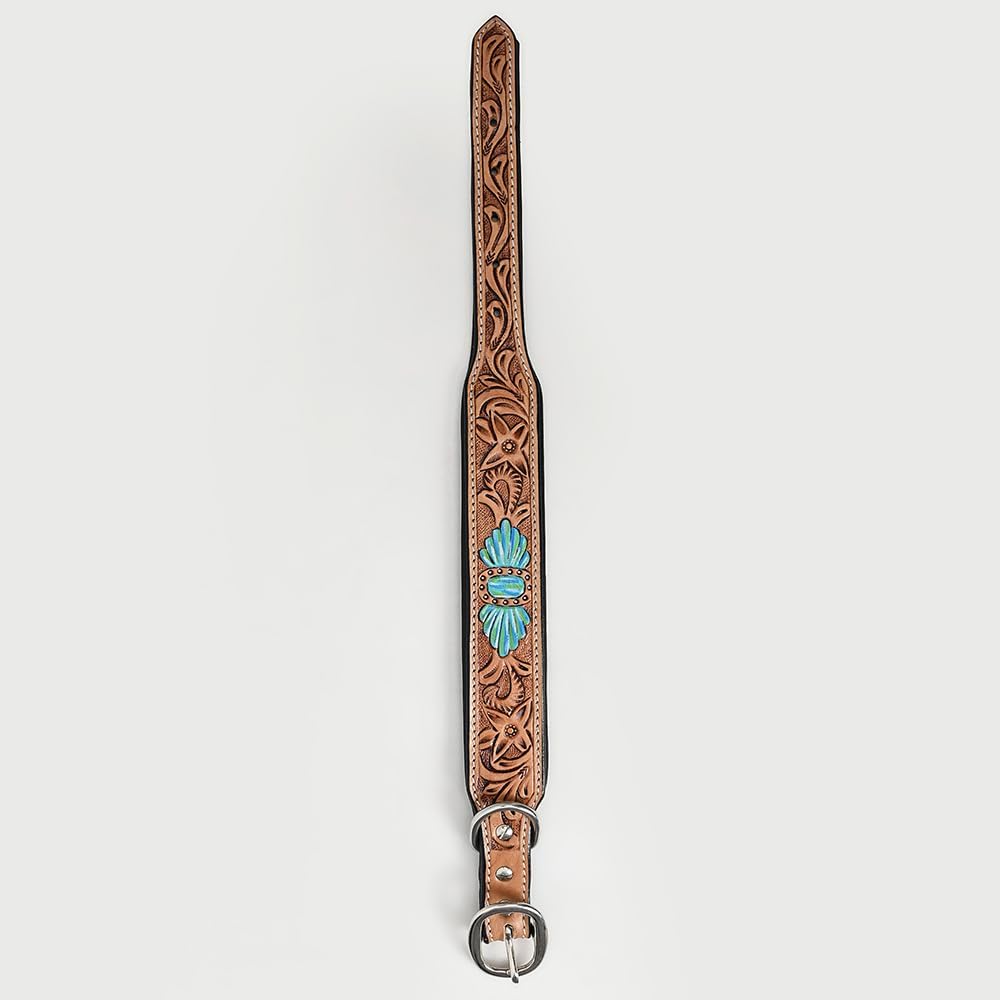 Tan Small HILASON Strong Genuine Leather Dog Collar Painted