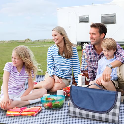 TFSZE Manta Picnic Impermeable 150x200cm,Tapete De Picnic Plegable,Alfombras De Picnic Ligero,Tapete De Picnic con Asa,Apta para Hacer Senderismo, Viajar, IR De Acampada, A Parques（Azul Tibetano）