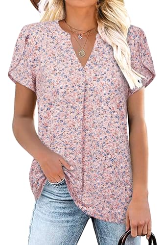 Siddhe Elegante Bluse Damen Festlich Kurzarm Shirt Damen V Ausschnitt Wasserfall Oberteil Sommer T-Shirt Elegant Party Feierliche Kleidung Longbluse für Leggings Lässig Locker Grün Tshirt