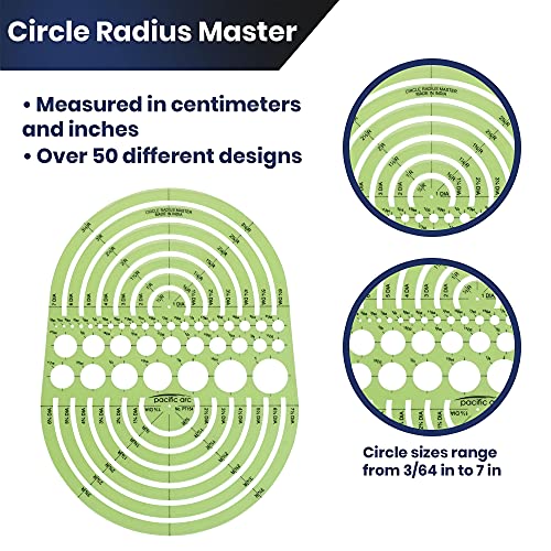 Image of Pacific Arc Circles Radius Master Template Guide, from 1 /2 Inch to 3 3 /4 Inch Radius and 36 Perfect Circles from 3 /64 to 1 Inches