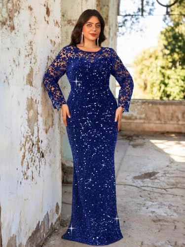 Image of Velvet Sequin Formal Evening Party Dress Sweatheart Bodycon Long Sleeve Maxi Gown