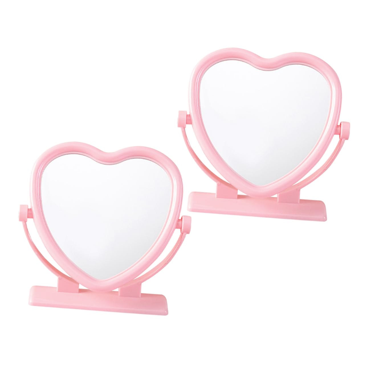 Garneck 2 Pack Heart Shaped Double-Sided Makeup Mirror with Stand - Portable Vanity Mirror for Desk or Countertop Cute Pink Decor for Home and Travel