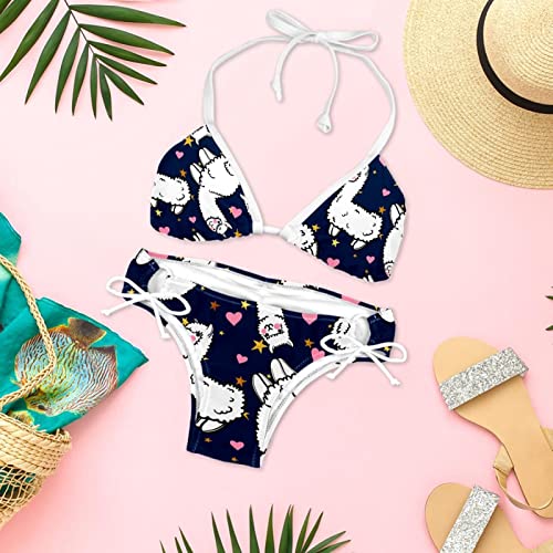 Bikini lama mignon au motif dessin animé unique et multicolore L - 6