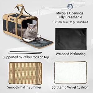   VEAGIA-Cat-CarrierPet-CarrierCat-Carriers-for-Medium-Cats-Under-25Soft-Puppy-Travel-Bag-Carriers-for-Small-Dogs-Airline-Approved-175-x-12-x-12-inches-Khaki-02
