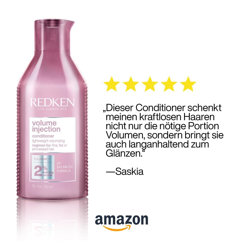 Redken Spülung mit reparierendem Volumen-Boost, Mit Filloxanen und pflegenden Polymeren, Volume Injection Conditioner, 1 x 300 ml