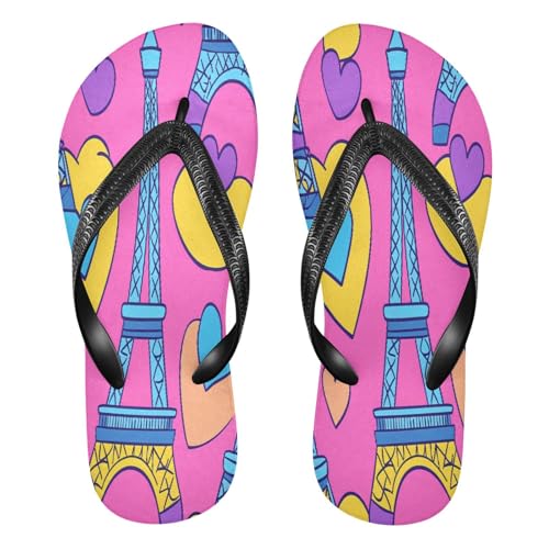 STAYTOP Eiffel Tower with Hearts Flip Flops Sandals of Men's & Women's,Sandals Beach Slippers Shower Slides