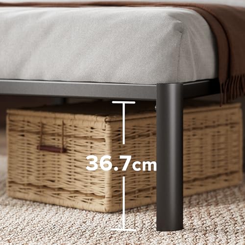 Image of Zinus Van 41cm Metal Platform Bed Frame | Steel Slat Support | Easy to Assemble | Under Bed Storage Compartment | 80 x 190 cm | Black