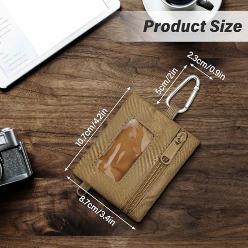 Image of Mini Molle Pouch Bag, Portable Tactical Bag with Hook and ID Window, Outdoor EDC Molle Pouch Wallet for Waist Bag or Credit Card for Hiking and Traveling (Military Green)