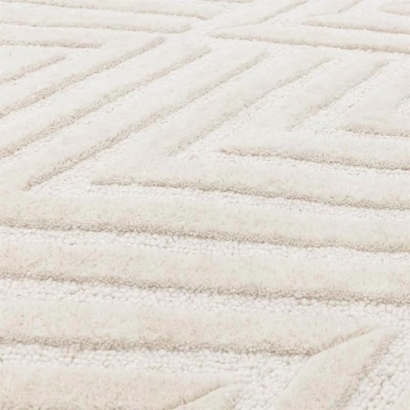 Image of Hand Tufted Modern Design Exported Collection High Low Pattern Wool Carpet for Living Room, Bedroom & Hall (Ivory H, 12 x 15 Feet)