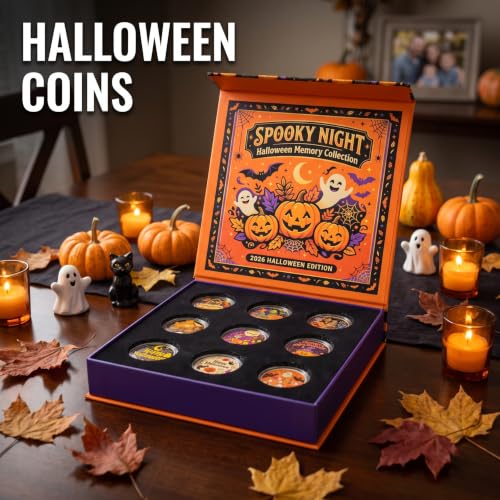 9PCS Halloween Coin Pack Party Favors Supplies Metal Coin with Storage Case - image 4