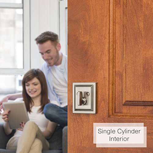 Baldwin Spyglass, Single Cylinder Front Door Deadbolt Featuring Smartkey Re-Key Technology And Microban Protection, In Satin Nickel #TOP6