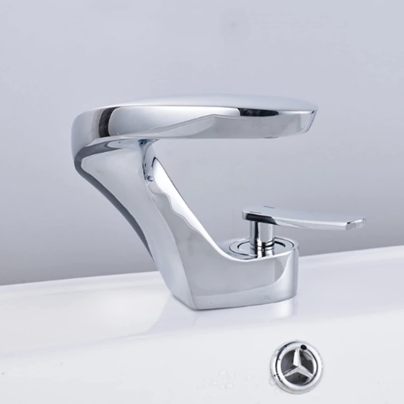 Robinet de lavabo cascade chrome pour eau chaude et froide