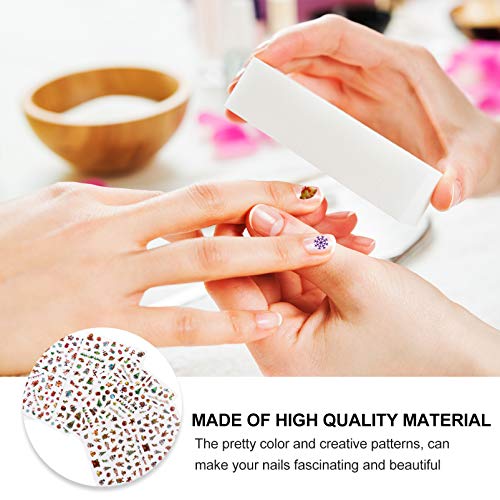 PIXNOR 5 Folhas Adesivos de Unhas de Natal Desenho Animado Floco de Neve de Inverno Adesivos de Unha