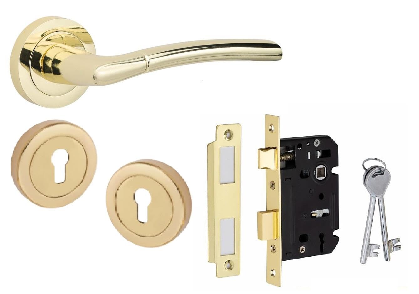 Golden Grace Indiana Classic Polished Brass Door Handle with Mortise Lock