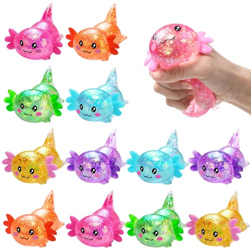 Meooeck 12 Pcs Axolotl Stress Relief Toys Balls for Adult Kid Min...