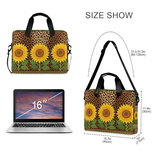 Bolsa de computadora de 15.6 pulgadas acolchada con correa ajustable leopardo 4