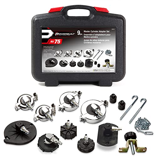 Powerbuilt Master Cylinder Adapter Set, Pressure Brake Bleeding Tool Kit, Universal Adapters, Car Valve Service Repair Tools - 641341 #TOP8