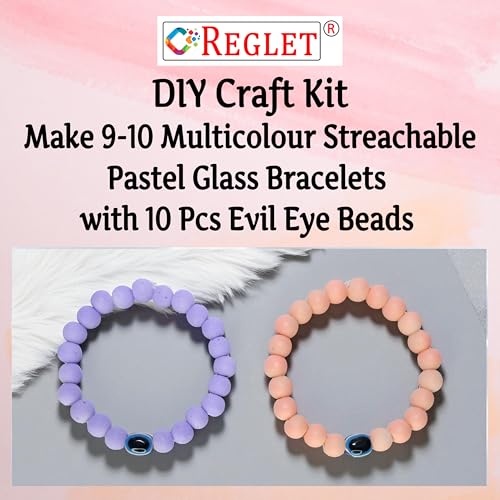 Image of 15 Pcs Evil Eye Beads + 225 Pcs Pastel Glass Beads for Jewellery Making Kit - Glass Beads for Bracelet Making Kit - Bead Craft - 8mm
