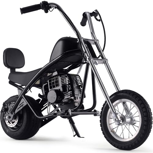 MotoTec 49cc Gas Mini Chopper V2, Pull Start Engine, 23 Mile Range, 12 Inch...