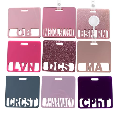Jasilon Personalized Horizontal Acrylic Badge Buddy Custom Name Healthcare Worker Badge Tag RN Badge Holders for Teacher Nurse Doctor Student Professional Administrative Office Gift for Coworkers