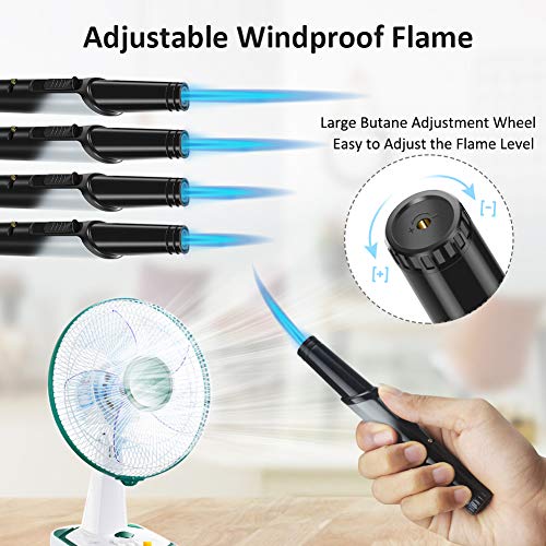 Torch Lighter, Candle Lighter, Long Lighter for Grill, BBQ, Butane Fuel Refillable Torch Lighter, Multipurpose Windproof Jet Flame Lighter for Fireplace, Camping(Empty Fuel)