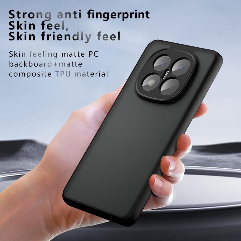 Image of Matte PC+TPU Phone Case for Redmi Note 14 Pro Plus 5G Air Bag Protection, Anti-Fingerprint, Never Turns Yellow, Micro Arc Edge, Skin-Friendly Feel, Camera Protection, Black